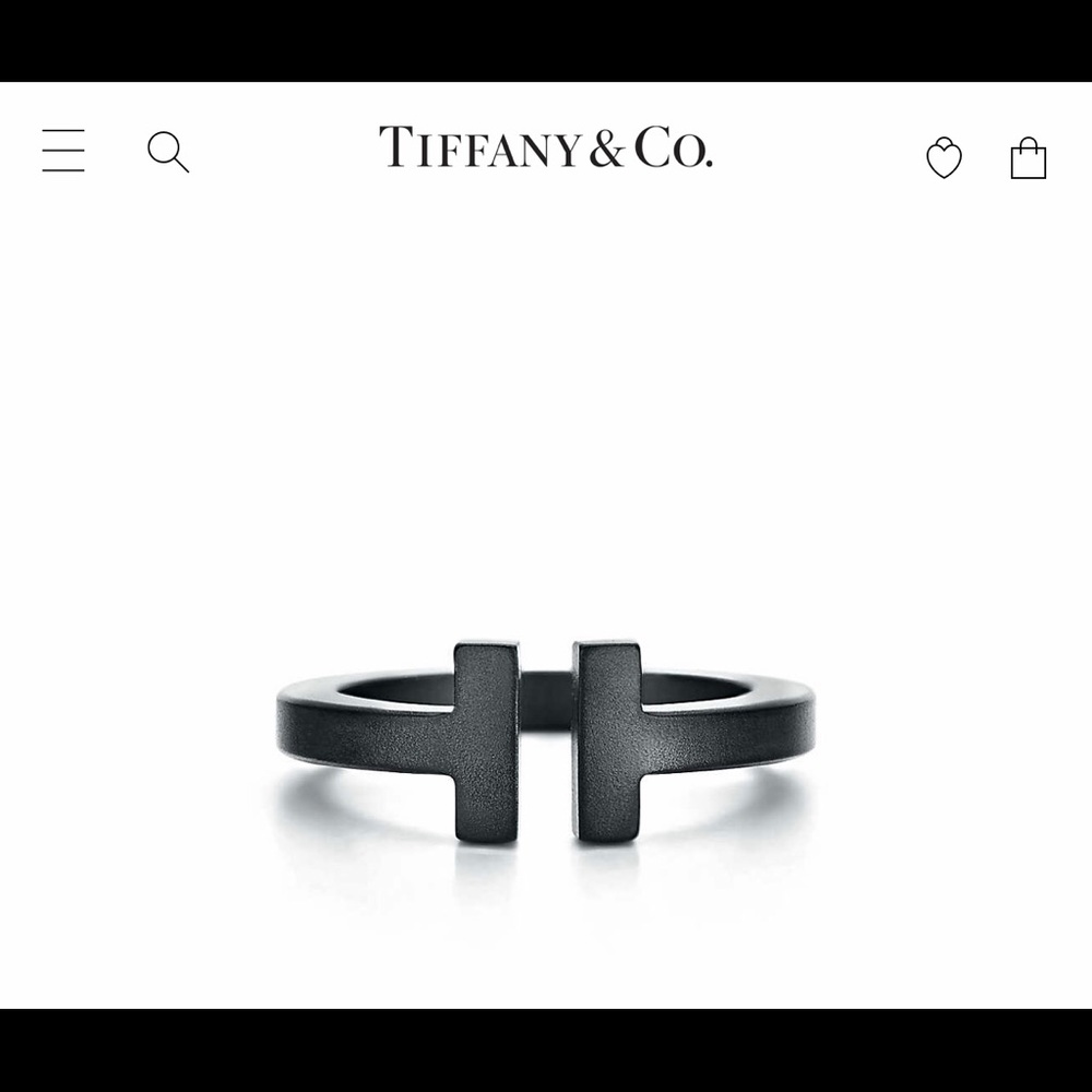 Tiffany Stainless Steel Black T Square Ring
